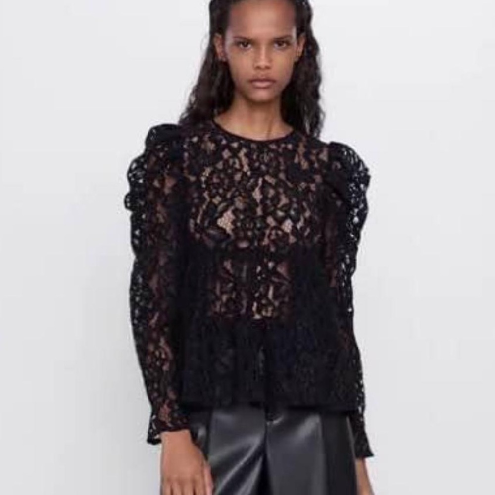 Zara Black Lace Blouse
